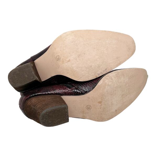 Coconuts by Matisse Spade Ankle Boots Booties Burgundy Snakeskin Print Size 7.5 - Picture 5 of 7